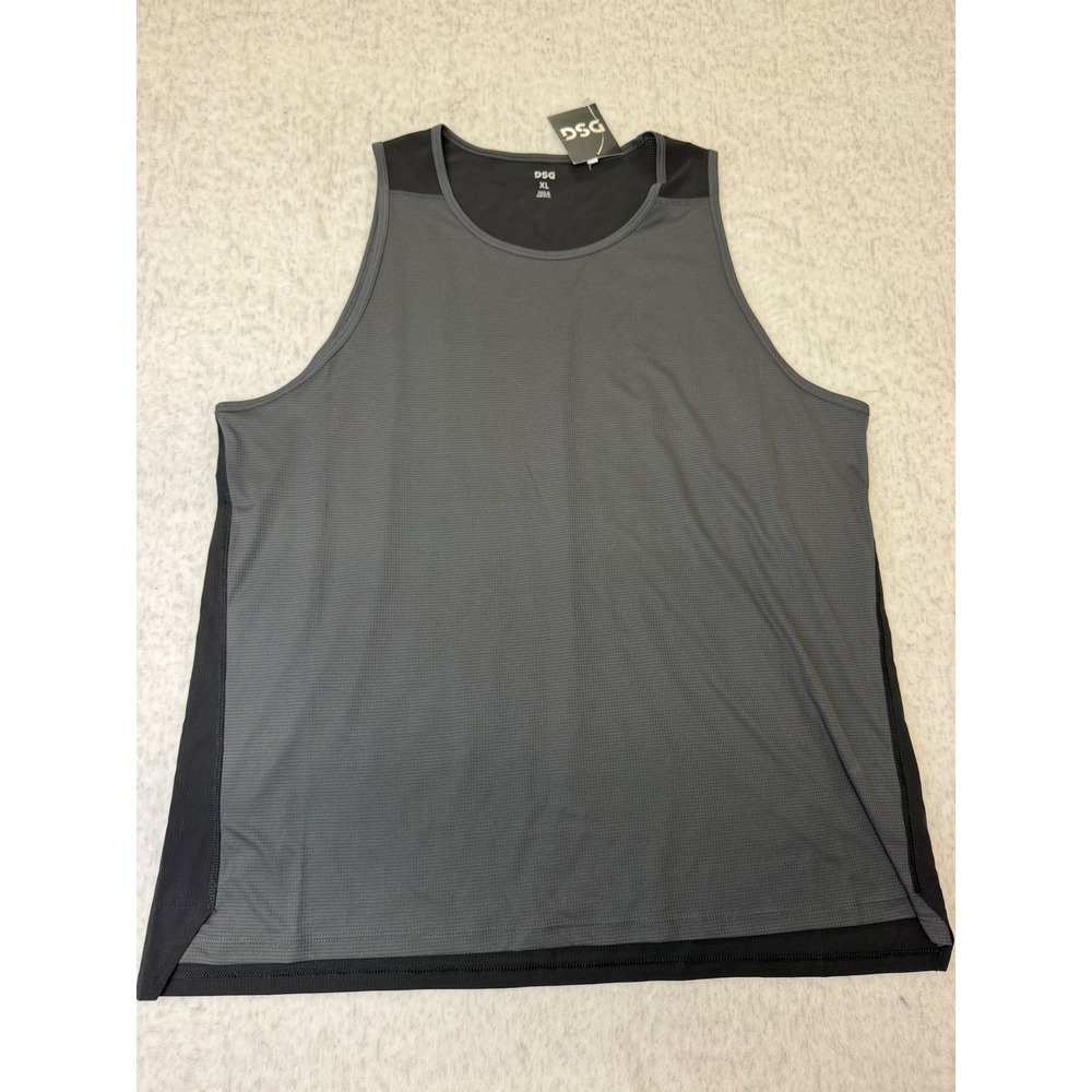 DSG Mens Blocked Run Tank Dark Gray Moisture Wicking Athletic Shirt XL New